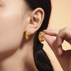 18K Gold-Plated Crescent Stud Earrings