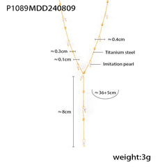 18K Gold-Plated Pearl-Look Y Necklace