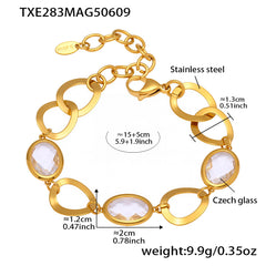 Faceted Glass Oval Link Bracelet