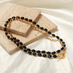Agate Beaded Toggle Long Necklace