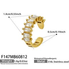 Rectangular Cubic Zirconia Ear Cuff — Single