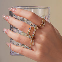 18K Gold-Plated Cubic Zirconia Open Band Rings