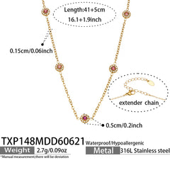 18K Gold-Plated Color Cubic Zirconia Station Jewelry