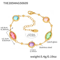 Gold-Tone Faceted Glass Link Bracelet