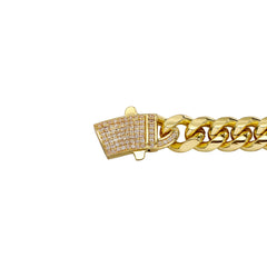 14K Chunky Diamond Accented Clasp Cuban Link Bracelet