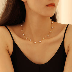 White Stone and Faux Pearl Necklace or Bracelet