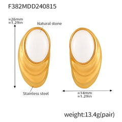 18K Gold-Plated Natural Opal Stud Earrings