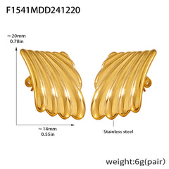 Gold-Tone Ribbed Geometric Stud Earrings