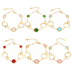Round Colored Glass Link Bracelet