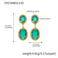 Faceted Oval Glass Drop Earrings