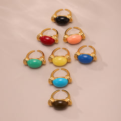 Oval Resin Color Accent Ring