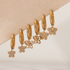 Cubic Zirconia Butterfly Charm Earrings