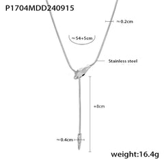 Snake-Head Y-Pendant Stainless Steel Necklace