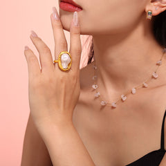 Irregular Faux Pearl Statement Ring