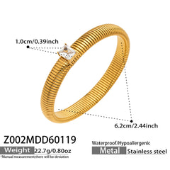 18K Gold-Plated Ribbed Flexible Bracelet