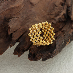 18K Gold-Plated Openwork Rhinestone Band Ring