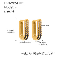 18K Gold-Plated Colored Cubic Zirconia U-Hoops