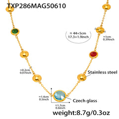 Faceted Glass Round Station Necklace