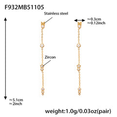 18K Gold-Plated Long Cubic Zirconia Chain Earrings