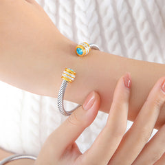 Colored Cubic Zirconia Cable Cuff Bracelet