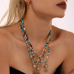 Colorful Natural Stone Evil Eye Necklace