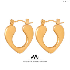 Gold-Tone Sculptural Heart Hoop Earrings