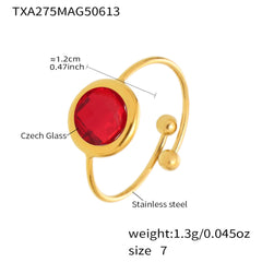 Gold-Tone Round Glass Open Ring