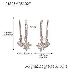 18K Gold-Plated Starburst and Heart Drop Hoop Earrings