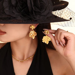 Folded Leaf Statement Drop Earrings
