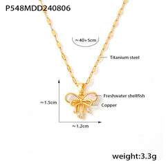 18K Gold-Plated Double Bow Pendant Necklace