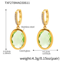 Faceted Oval Czech Glass Drop Earrings