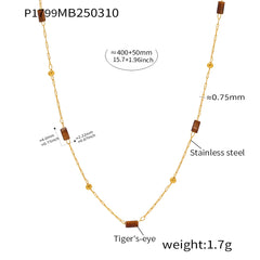 Natural Stone Rectangle Bead Necklace