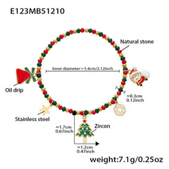 Christmas Crystal Bead Charm Bracelet