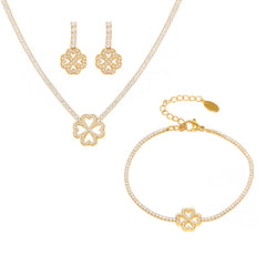 Cubic Zirconia Four-Petal Flower Jewelry