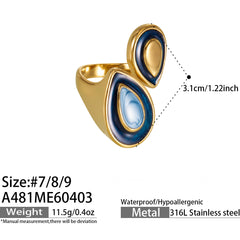 Oval Enamel Statement Ring Collection