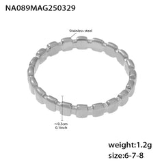 Slim Square Bead Band Ring