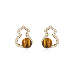 Daphne Tiger-Eye Gourd Stud Earrings