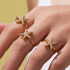 18K Gold-Plated Starfish Necklace, Bracelet, Earrings or Ring
