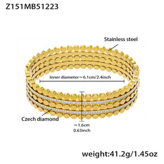 18K Gold-Plated Geometric Stone Bangle Bracelet