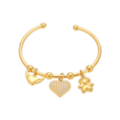 Heart or Starfish Charm Cuff Bracelet