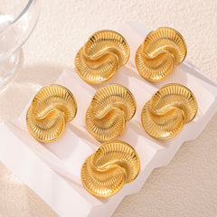Textured Spiral Disc Stud Earrings