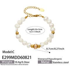 18K Gold-Plated Freshwater Pearl Beaded Bracelets