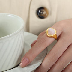 Rose Quartz & Tiger Eye Stainless Steel Rings