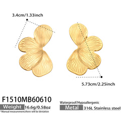 Textured Four-Petal Flower Stud Earrings
