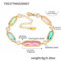 Colored Glass Link Bracelet