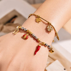 Cubic Zirconia Floral Charm Bracelet