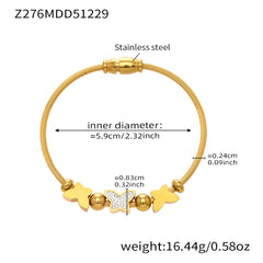 Floral & Butterfly Stainless Steel Bangle Bracelets