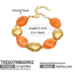 Oval Color Resin Necklace and Bracelet