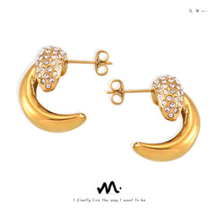 18K Gold-Plated Crescent Stud Earrings