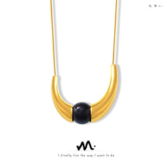 Black Agate Crescent Accent Necklace